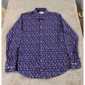 Ernest Alexander Tailored Fit Shirt Men Size M Purple Floral AOP Long Sleeve EUC